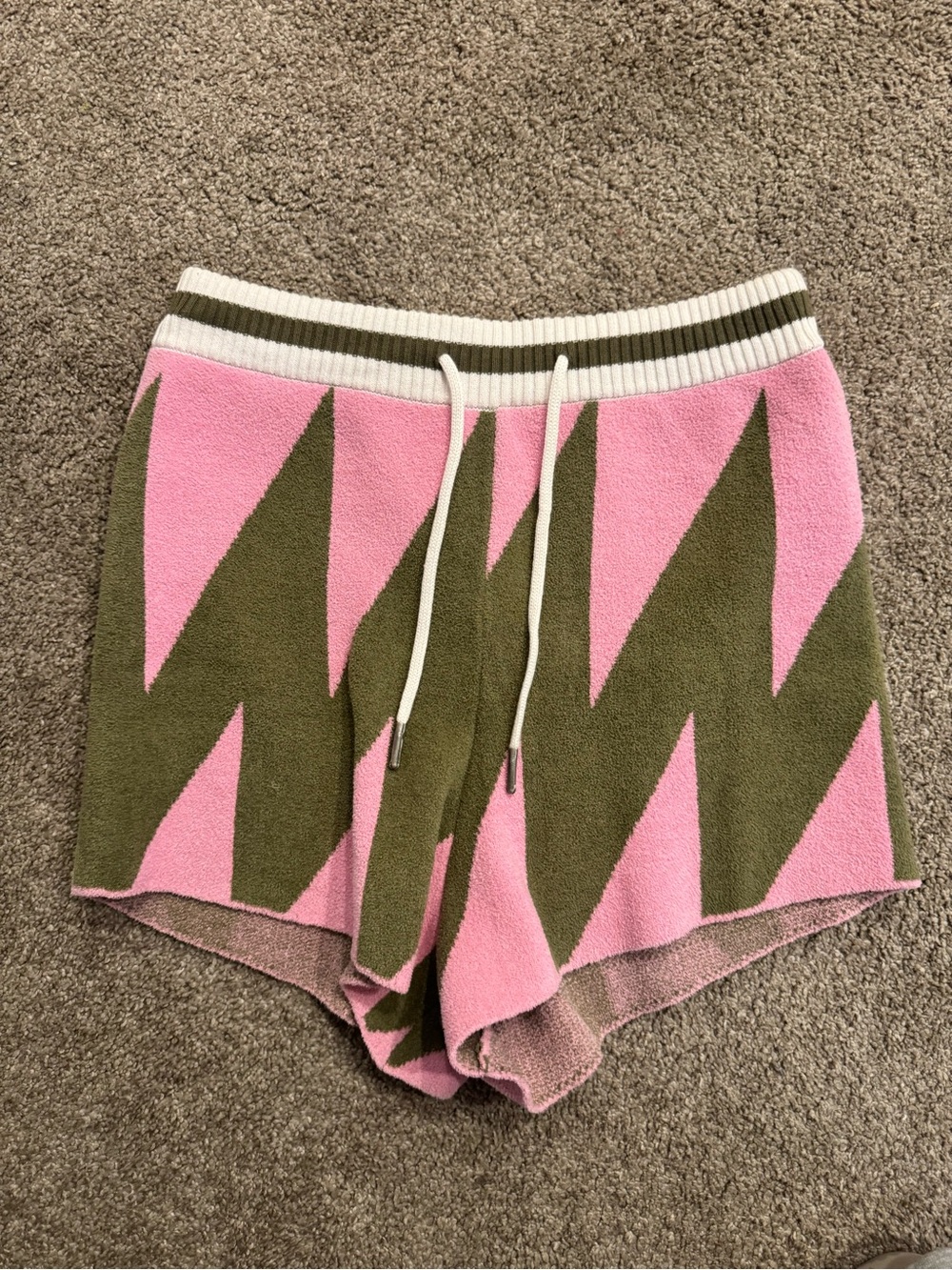 NWT SEROYA Beau Short Pink Green Luxe Resort Statement Shorts XS